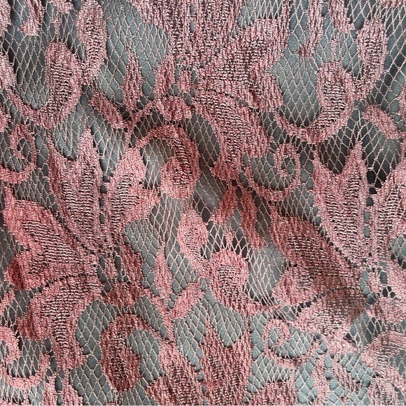 Vintage David‎ Rose Maroon Lace Black Midi Dress Padded Shoulders LS Formal - Picture 10 of 11